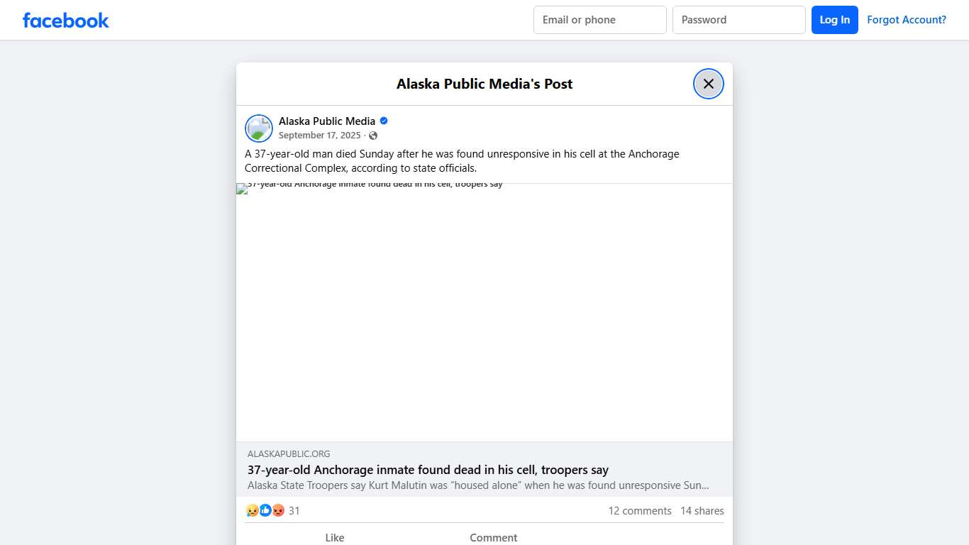 A 37-year-old man died Sunday after... - Alaska Public Media Facebook